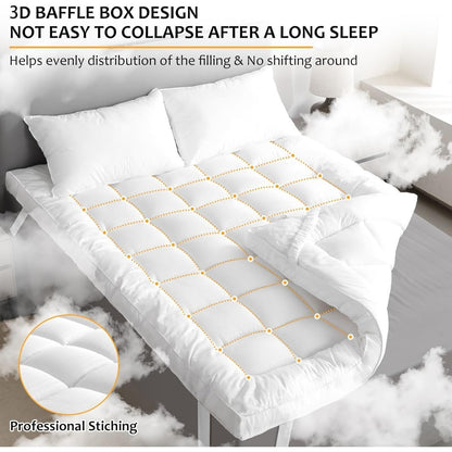 Hotel Quality Mattress Topper Extra Heigh, 10cm / 4 inch Heigh & Extra Soft, Easy Care & Machine Washable, Comes in Small Single, Single, Small Double, Double, King & Super King Sizes. Christmas Gifts