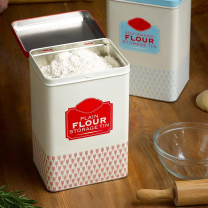 Flour Storage Containers | Self Raising Flour Tin with Lid |1 Kg| 18.5 X 9.2 X 12 Cm Storage Tins to Keep Flour Fresh & Clean (Self Raising & Plain)