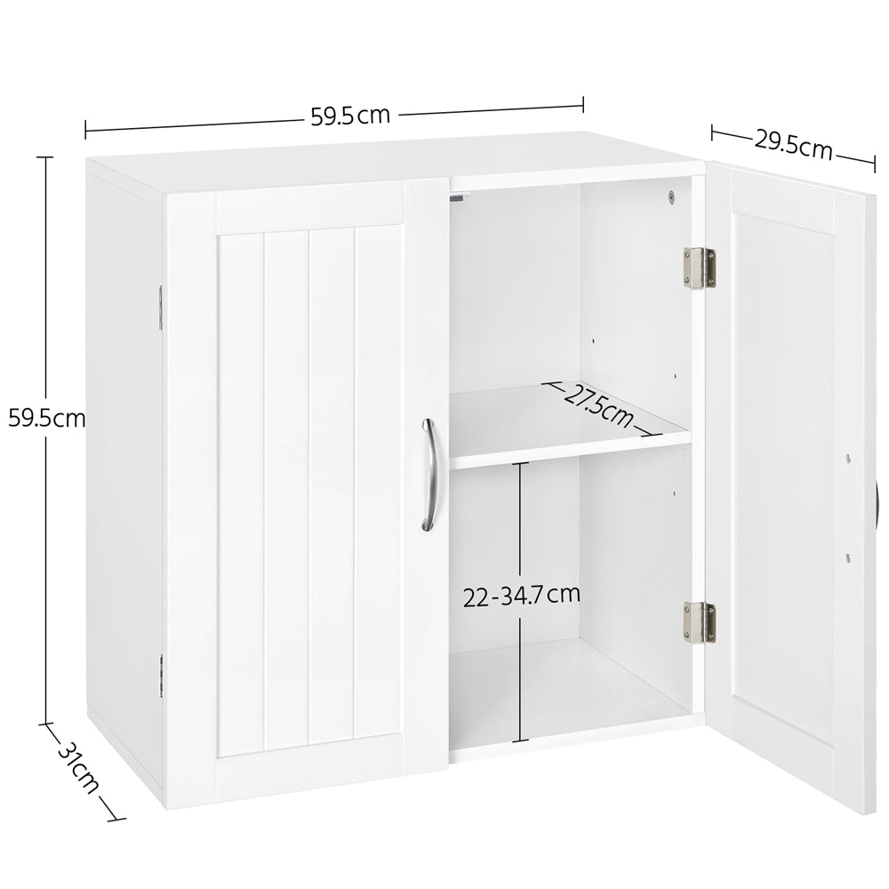 Costoffs Wall Mount Cabinet Storage Organizer with Adjustable Shelf, MDF Medicine Cupboard for Bathroom, Kitchen, Living Room, Laundry, White