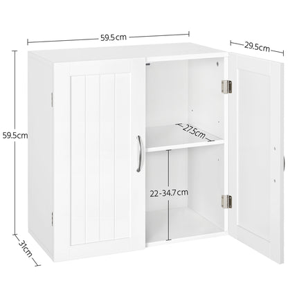 Costoffs Wall Mount Cabinet Storage Organizer with Adjustable Shelf, MDF Medicine Cupboard for Bathroom, Kitchen, Living Room, Laundry, White