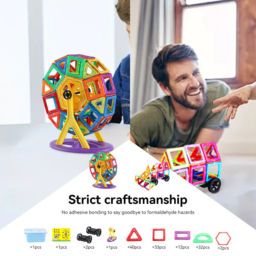 118pcs Magnetic Building Blocks Set - Large Construction Toys | Educational Magnet Toy with Storage Box, Multicolor Geometric Shapes for Learning & Birthday Gifts