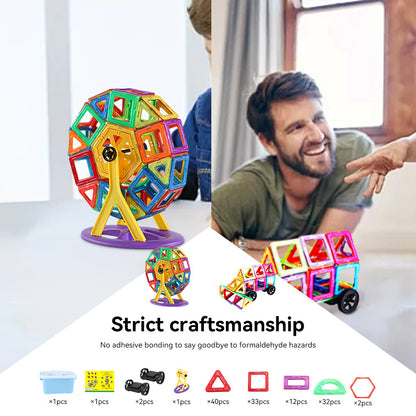 118pcs Magnetic Building Blocks Set - Large Construction Toys | Educational Magnet Toy with Storage Box, Multicolor Geometric Shapes for Learning & Birthday Gifts