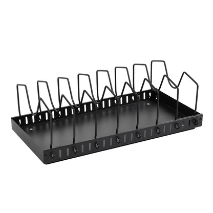 Pull-Out Commercial Utensil Rack, Cabinet Pot Lid Rack, Metal Carbon Steel Pot Lid Organizer, Dish Drying Rack, Pots and Pans Shelf with 8 Dividers/10 Dividers, Cutting Board Pot Storage Rack, Black