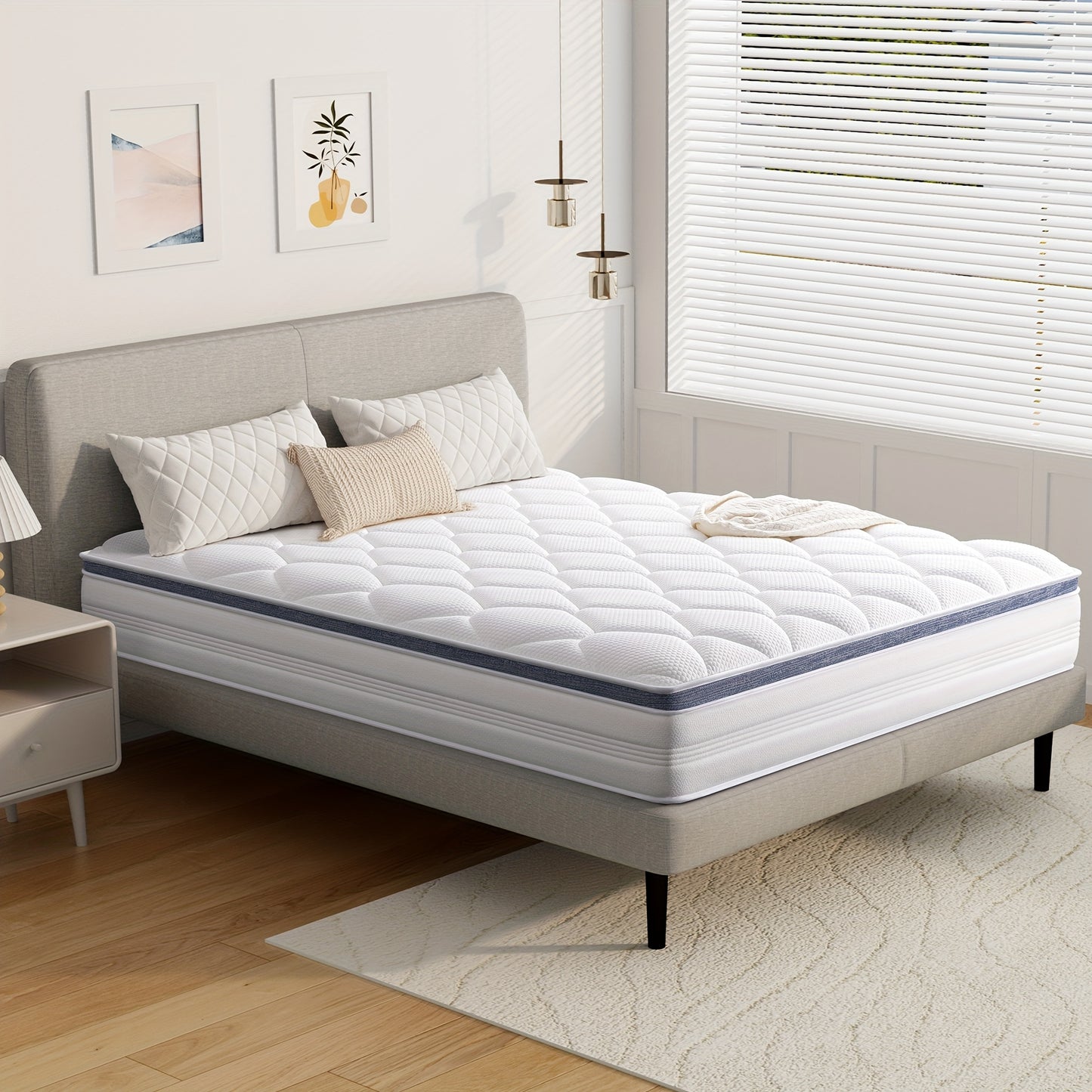 22/25cm Memory Foam Hybrid Mattress, Silent Innerspring & Pocket Springs for Cool-Sleep Comfort, Single,  Double, Double Sizes, Mattress In A Box