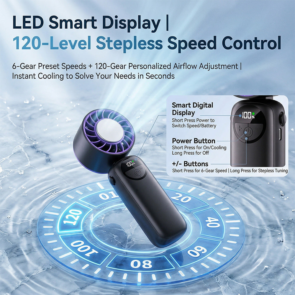 Rechargeable Handheld Fan with LED Display