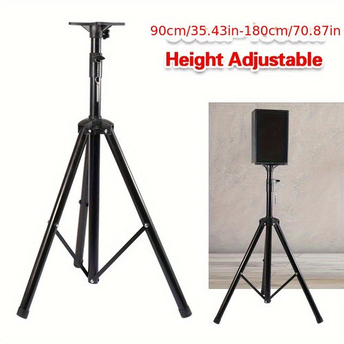 1x Heavy-Duty Foldable PA Speaker Stand Tripod with Adjustable Height 90-180cm (35-70.9"), 50kg/110lbs Capacity, 35mm Pole Mount - Sturdy Metal-Like Iron, Non-Slip Base for DJ/Live Sound Equipment, Studio Monitors & Stage Speakers