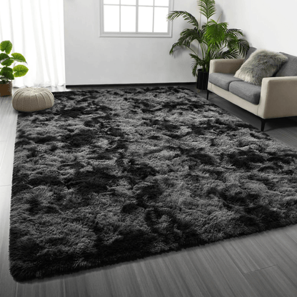1pc Extra Large 230x160cm (7.5x5.2ft) Shaggy Mat - Plush Fluffy Mat with Anti-Slip Backing, Machine Washable Soft Floor Mat for Living Room, Bedroom, Home - Dark Grey Luxury Area Mat