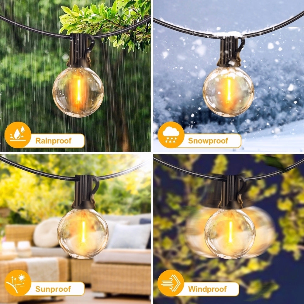 15.25m/20.13m/30.49m G40 Solar Light String, Ip44 Waterproof Outdoor Solar Light Chain/Crystal Fairy Light, With Remote Control And Adjustable Brightness, Ideal For Decorative Lighting In Gardens, Terraces, Balconies, Barbecues, Parties, And Corridors