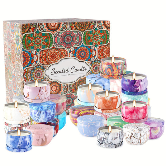This Set of 36 Scented Candles, Each Weighing 2.5 Ounces And Featuring Beautiful And Distinctive Designs, Is Ideal for Unwinding During Travel, Yoga, Meditation, As Well As for Occasions Like Christmas, Halloween, Weddings, Birthdays, Home Decor