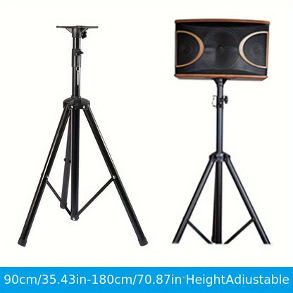 1x Heavy-Duty Foldable PA Speaker Stand Tripod with Adjustable Height 90-180cm (35-70.9"), 50kg/110lbs Capacity, 35mm Pole Mount - Sturdy Metal-Like Iron, Non-Slip Base for DJ/Live Sound Equipment, Studio Monitors & Stage Speakers