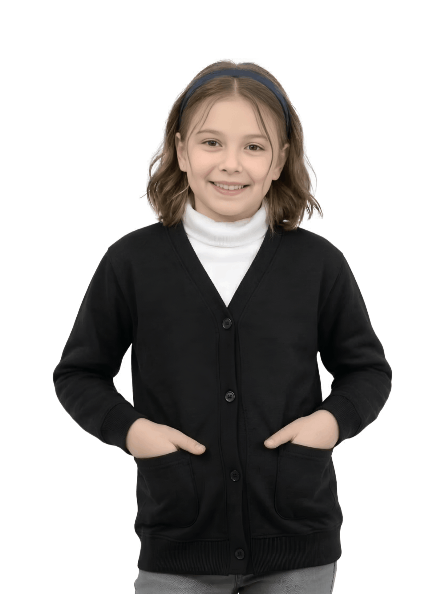 GW CLASSY OUTFIT Girls Button Cardigan Kids School Unifrom Cardigan Fleece Schoolwear Comfortable and Lightweight