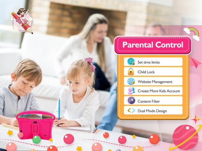 Veidoo 7" Kids Tablet, 2GB RAM 32GB ROM, Safe Eye Protection Screen, Wifi, Dual Camera, Educational Games, Parental Controls App, Android Tablet with Drop Proof Silicone Sleeve, Tablet, Pad, Tablet, Pad