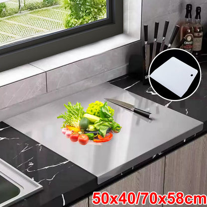 1PC 50*40cm/70*58cm Stainless Steel Chopping Board, Double-Sided Food Grade Stainless Steel, Smooth & Durable for Kitchen & Catering