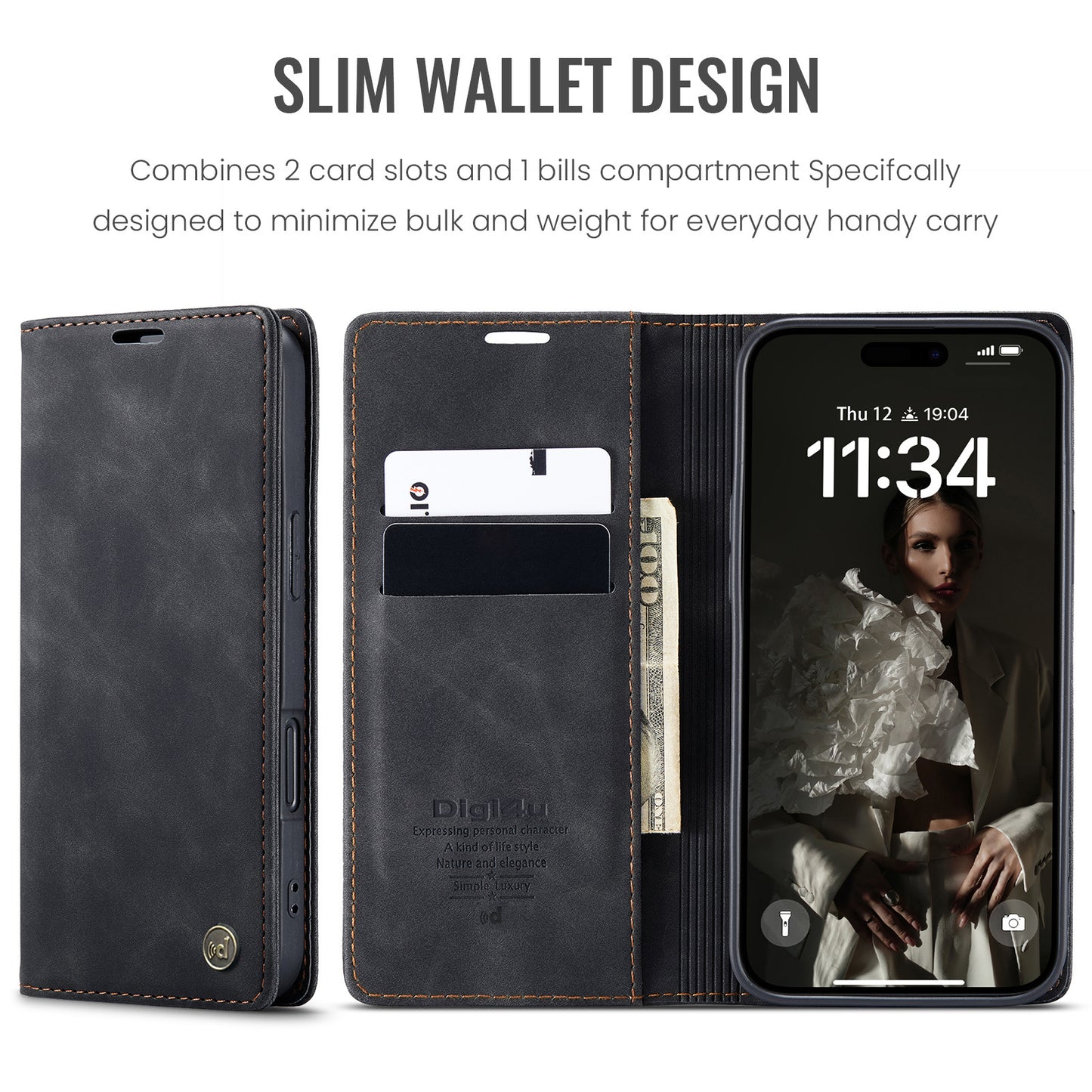 Upgraded Faux Leather Flip Cover Wallet Case For iPhone 16 Plus 16 Pro Max with Card Holder, Magnetic Closure, and Stand Function Phone Case