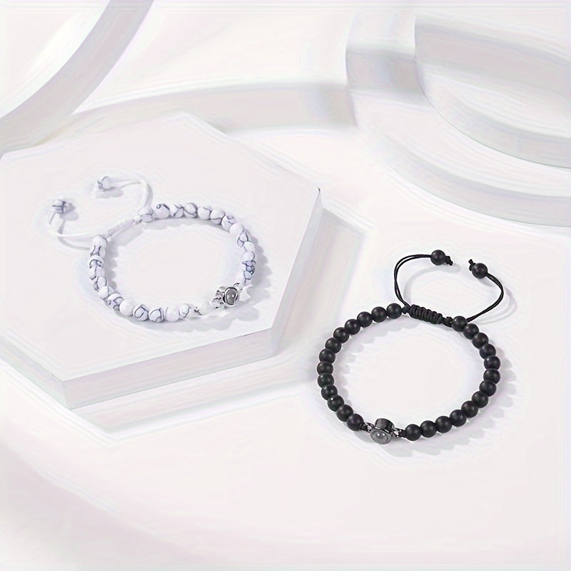 Customized Personalized Frosted Stone Photo Projection Bracelet, Customized Photo Projection Bracelet Festival Gifts