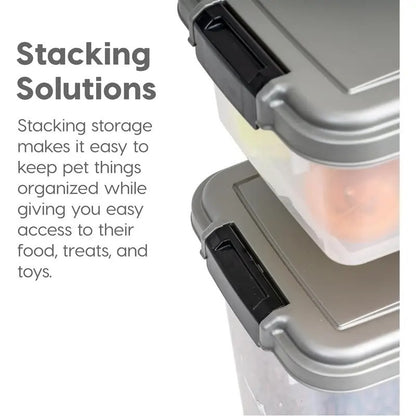 Prime Paws 3-Piece Pet Food Storage Container – Airtight Pet Food Container with Plastic Measuring Scoop, Dry Food Dispenser, for Pets, Dogs, Cats, and Animals