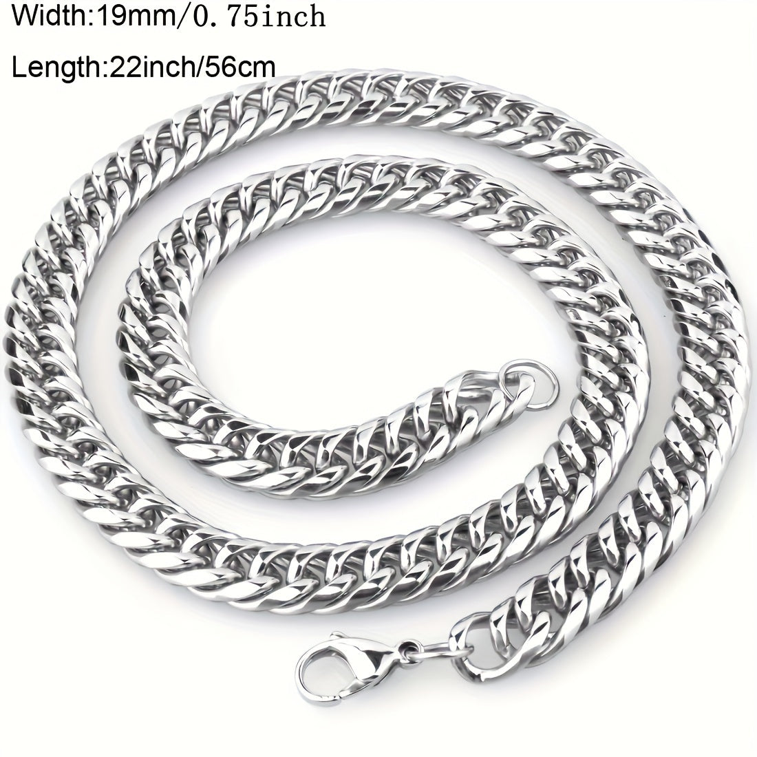 19Mm High Quality 316 316 Stainless Steel Heavy Necklace Men'S Curb Cuban Chain Necklace