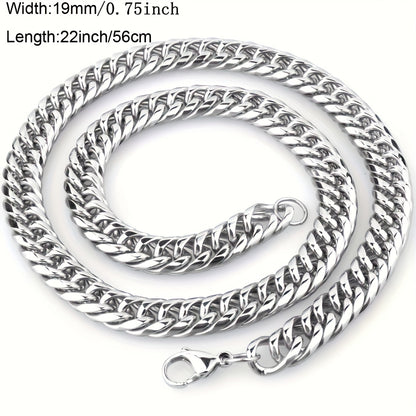 19Mm High Quality 316 316 Stainless Steel Heavy Necklace Men'S Curb Cuban Chain Necklace