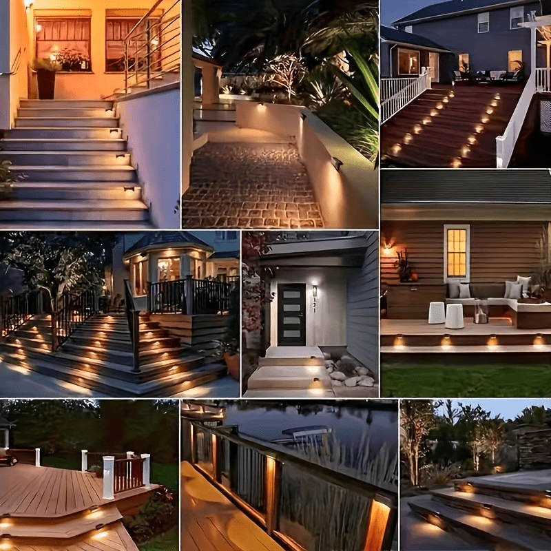 10pcs Set of Solar Outdoor Garden Lights, Home Garden Layout Staircase Deck Lights, Hallway Wall Lights, Railing Decorative Lights, Holiday Decorative Atmosphere Lights, IP44