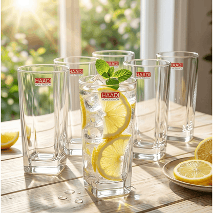 Set of 6 Drinking Glasses – 265ml Clear Glass Tumblers for Water, Juice & Beverages