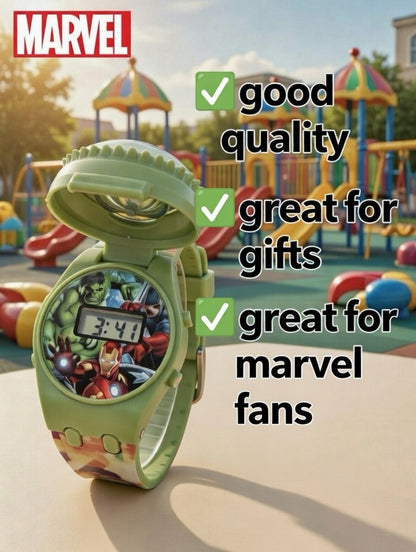 Marvel Kids Toys Light Up Watch for Boys & Girls – Hulk, Spider-Man, Iron Man & Captain America Toy Watch – Adjustable Watch Strap – Party Bag Fillers Kids – Fidget Toys – Toys for Boys Ages 3+