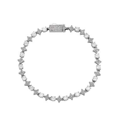 1pc Iced Round Stone Star Tennis Bracelet Hip Hop Fashion Jewelry for Gift