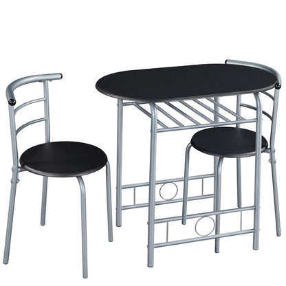 Compact 3-Piece Dining Set with Two Chairs and Storage Shelf - alternate view