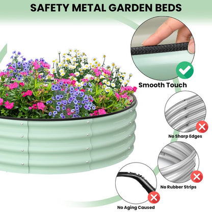 Galvanized Raised Garden Bed, Round Metal Planter Box with Open-Bottom Design, Heavy-Duty Steel Outdoor Flower Bed for Vegetables, Herbs, and Succulents, Easy Installation
