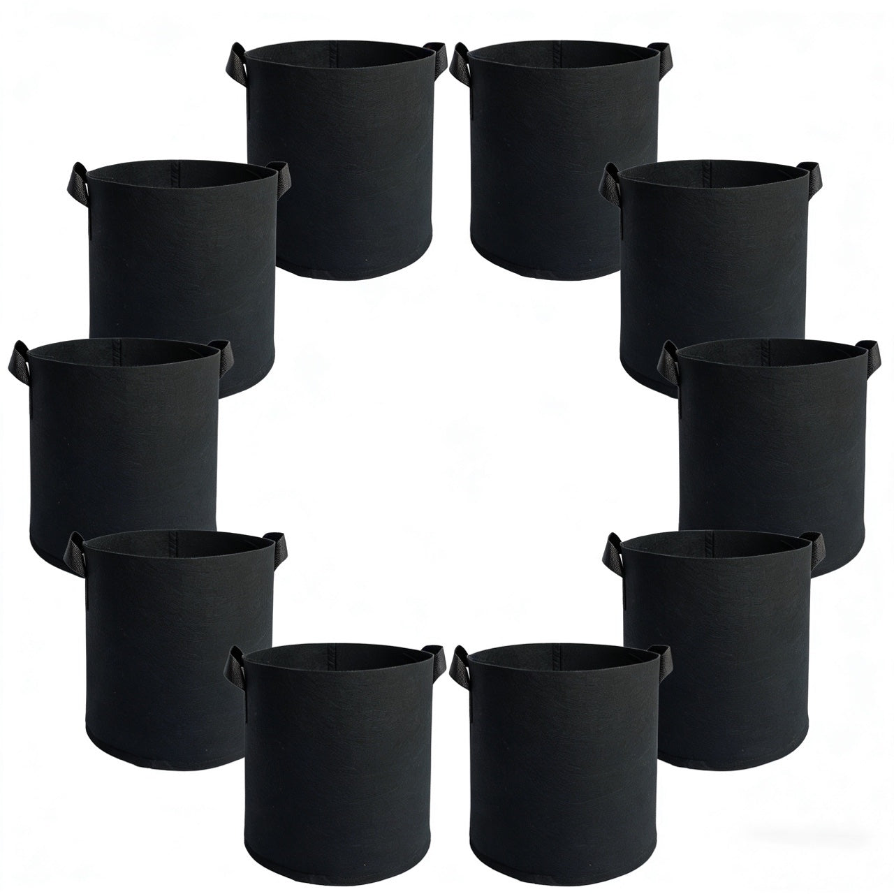 5Pack/10Pack Heavy Duty Grow Bags - Thickened Nonwoven Fabric Raised Garden Plant Pots with Aeration Holes And Sturdy Green Border, Collapsible/Outdoor Self-Watering Bags for Vegetables, Herbs, Flowers, 11.36/18.93/26.5L