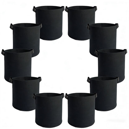 5Pack/10Pack Heavy Duty Grow Bags - Thickened Nonwoven Fabric Raised Garden Plant Pots with Aeration Holes And Sturdy Green Border, Collapsible/Outdoor Self-Watering Bags for Vegetables, Herbs, Flowers, 11.36/18.93/26.5L