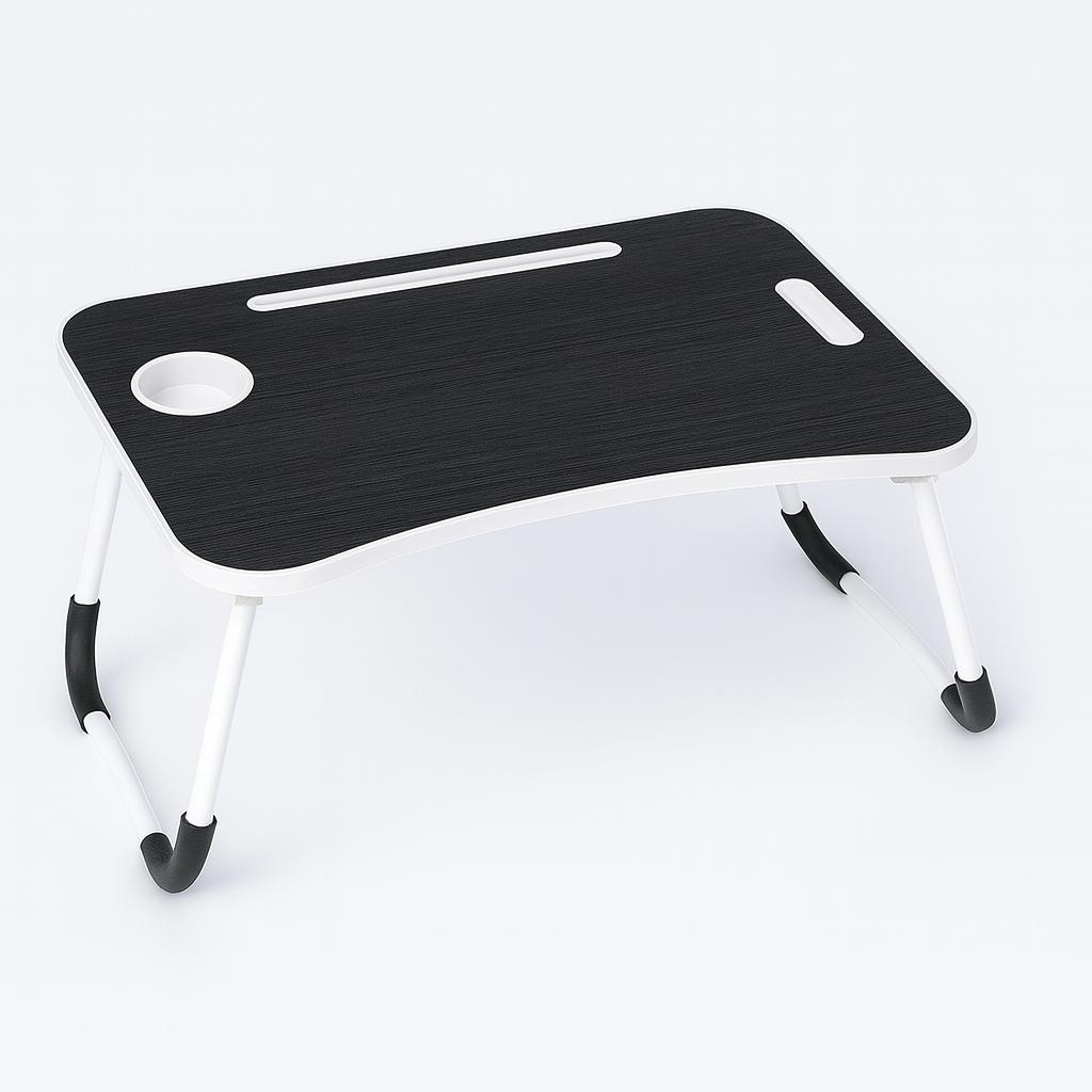Foldable Laptop Bed Table with Cup Holder & Phone Slot - Portable Non-Slip Lap Desk for Bed Sofa & Home Office Lightweight Breakfast Tray