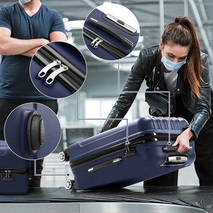 5pcs ABS Hardshell Luggage Set Lightweight Spinner Wheels Includes Carry-On (12/ 16/ 20/ 24/ 28 Inch) Suitcases for Travel