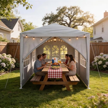 Garden Gazebo, Party Tent with 4 Removable Side Panels, Sun And UV Protection, Suitable for Outdoor Parties, Weddings, Garden Parties, Picnics, 3X3 Meters
