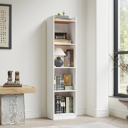 2/3/4 Layers Tall Storage Unit Small Bookcase Wooden Storage Cabinets Book Shelf, Modern White Wooden Bookcase – Tall & Skinny Bookshelf Cube Shelves Storage Unit for Living Room, Bedroom, Hallway, Office, Entrance