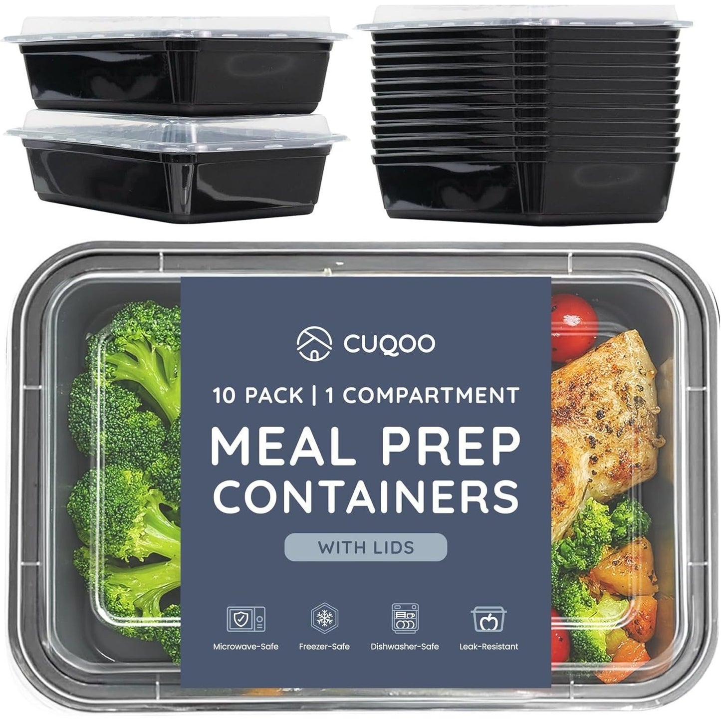 10/20pcs Meal Prep Containers with Lids, Reusable Food Storage Boxes, 1 & 2 Compartment Lunch Boxes, Stackable Plastic Takeaway Containers, Microwave Freezer Dishwasher Safe, Bento Lunch Box Set
