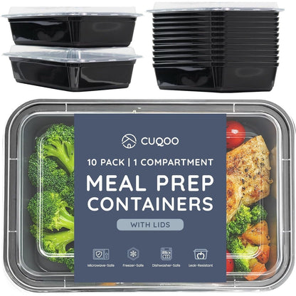 10/20pcs Meal Prep Containers with Lids, Reusable Food Storage Boxes, 1 & 2 Compartment Lunch Boxes, Stackable Plastic Takeaway Containers, Microwave Freezer Dishwasher Safe, Bento Lunch Box Set