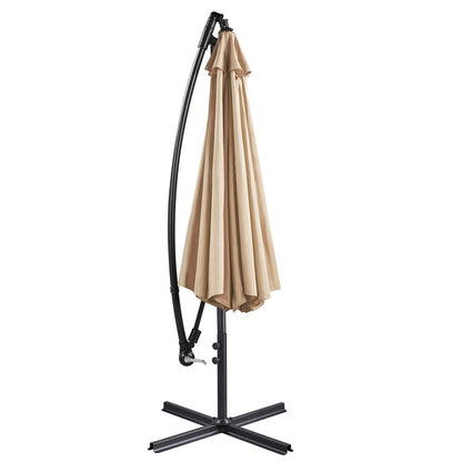 Costoffs Outdoor Umbrella, 3M Patio Offset Umbrella, Outdoor Hanging Umbrella, Banana Parasol Sun Shade Shelter, Market Backyard Umbrella with Crank & Cross Base for Beach/Outdoor/Party/Garden