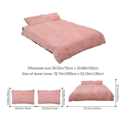Water Mink Plush Super Soft and Thicken Autumn and Winter Bedding Set, Plush Comfortable Warm Duvet Cover Pillowcases Three-piece Set, Available in Various Colors, Down Duvet Cover, Zipper Closure Design, Single/Double/King/Super King
