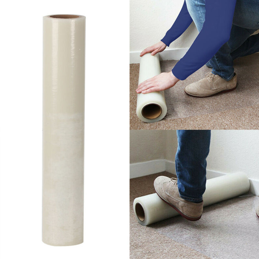 1 Roll Self-adhesive Pallet Shrink Wrap Stretch Film - Heavy Duty Puncture Resistant Waterproof Floor Carpet Protection Film, 60cm x 30m, Clear PE Packaging Cover Roll for Luggage Moving House Furniture Protect Strong Packing Parcel