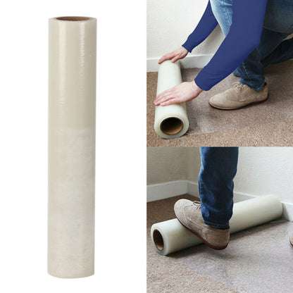 1 Roll Self-adhesive Pallet Shrink Wrap Stretch Film - Heavy Duty Puncture Resistant Waterproof Floor Carpet Protection Film, 60cm x 30m, Clear PE Packaging Cover Roll for Luggage Moving House Furniture Protect Strong Packing Parcel