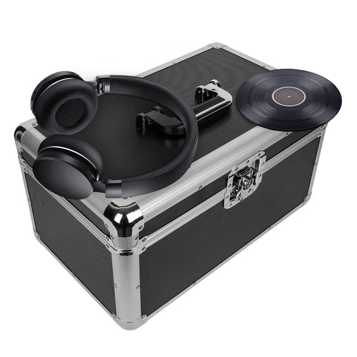 7" LP Vinyl Record Storage Box Case Aluminium Flight Case Lockable DJ Portable Carry Case Holds 200pcs Vinyl Record Albums