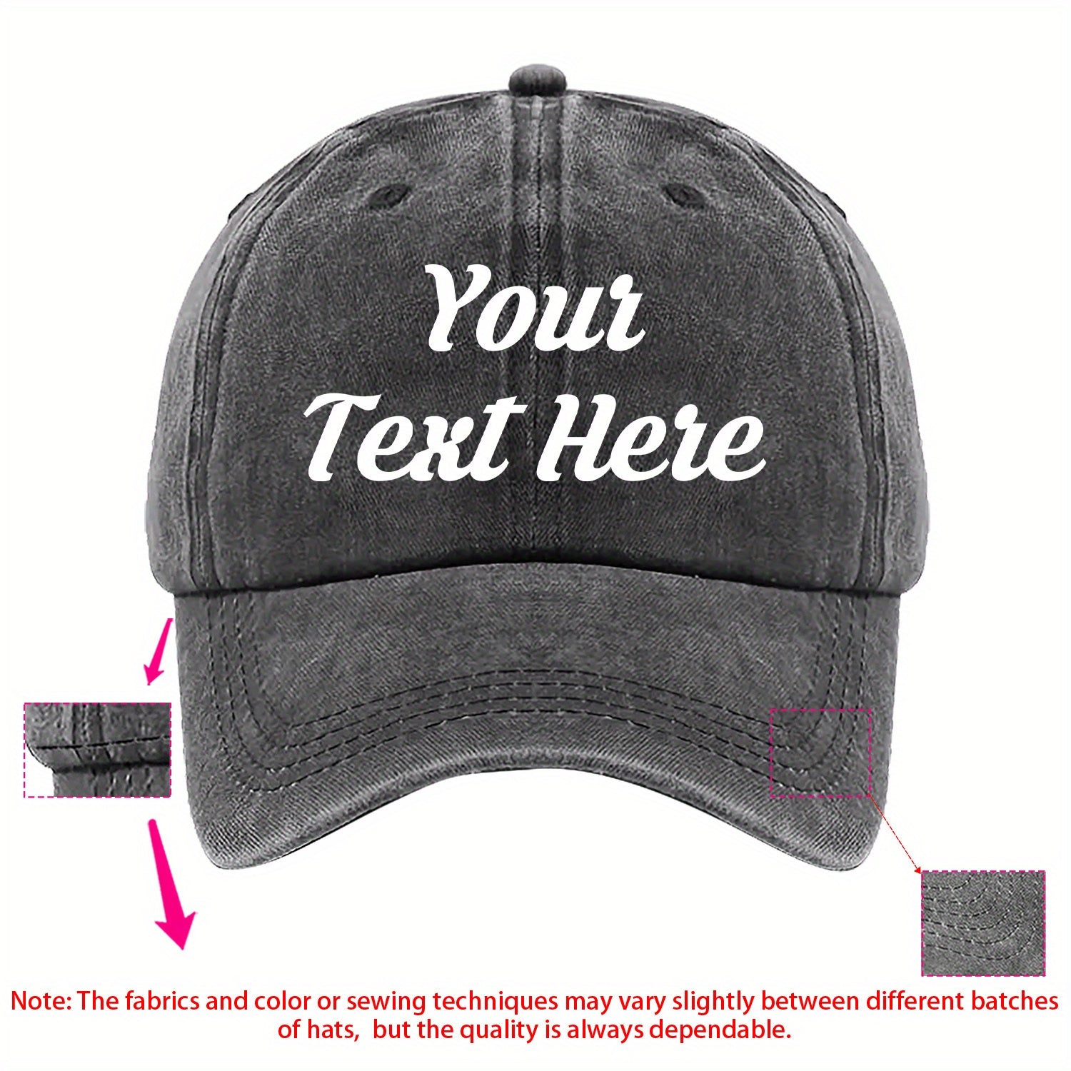 personalised baseball cap - size and specification view 4