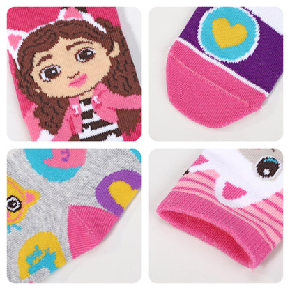 Gabby'S Dollhouse 4 Pair Ankle Cotton Socks for Kids - Ideal Kids Girls Children Gift - Packed in Round Money Piggy Bank Plastic Cylinder