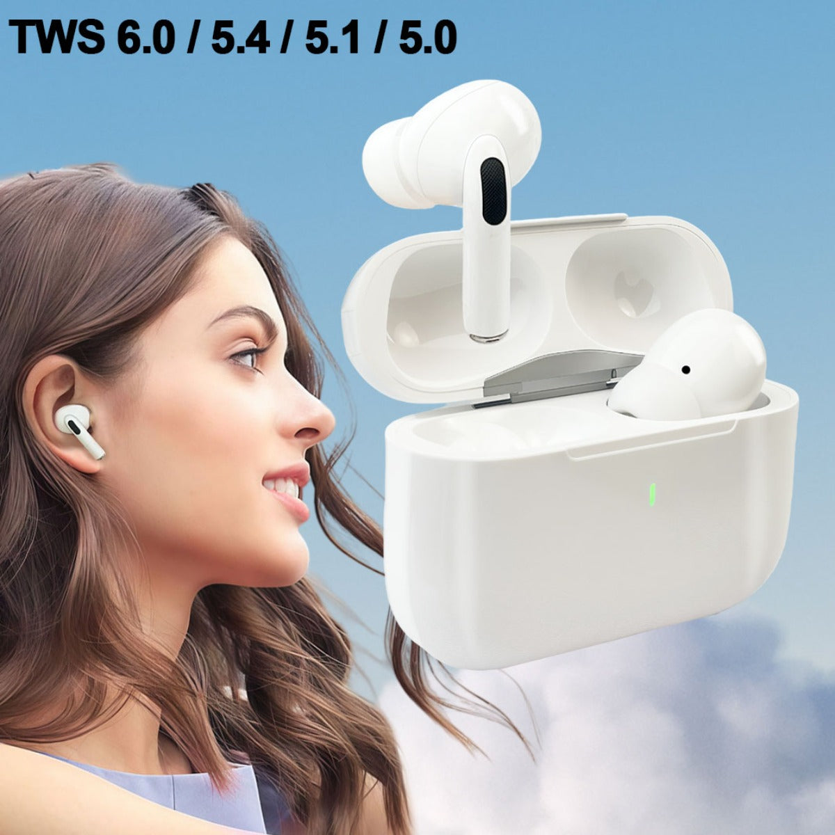 Wireless Earbuds, 2026 Wireless Ear Buds Wireless Earphones, Wireless Headphones Compatible with TWS 6.0/5.4/5.1/5.0, Including Charging Case, with Microphone, Ideal for Smartphones, Laptops, And Sports Activities