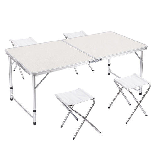 1 Set Portable Bars 5pcs Outdoor Dining Set Table and 4 Stools Set Camping Fishing Picnic Table Foldable Chair Set