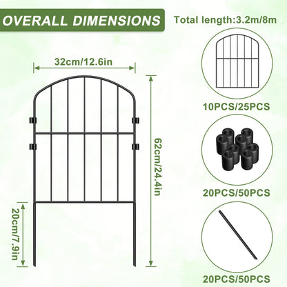 [3D] Metal Decorative Garden Fence Metal Fence Panels Mesh Fence Border Fence Edging Landscape Fencing Animal Barrier for Flower Bed, Yard, Dogs, Pond, 10pcs/ 25pcs