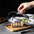 Acacia Wood Butter Dish with Clear Glass with Lid for kitchens - product gallery image 2