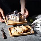 Acacia Wood Butter Dish with Clear Glass with Lid for kitchens - product gallery image 4