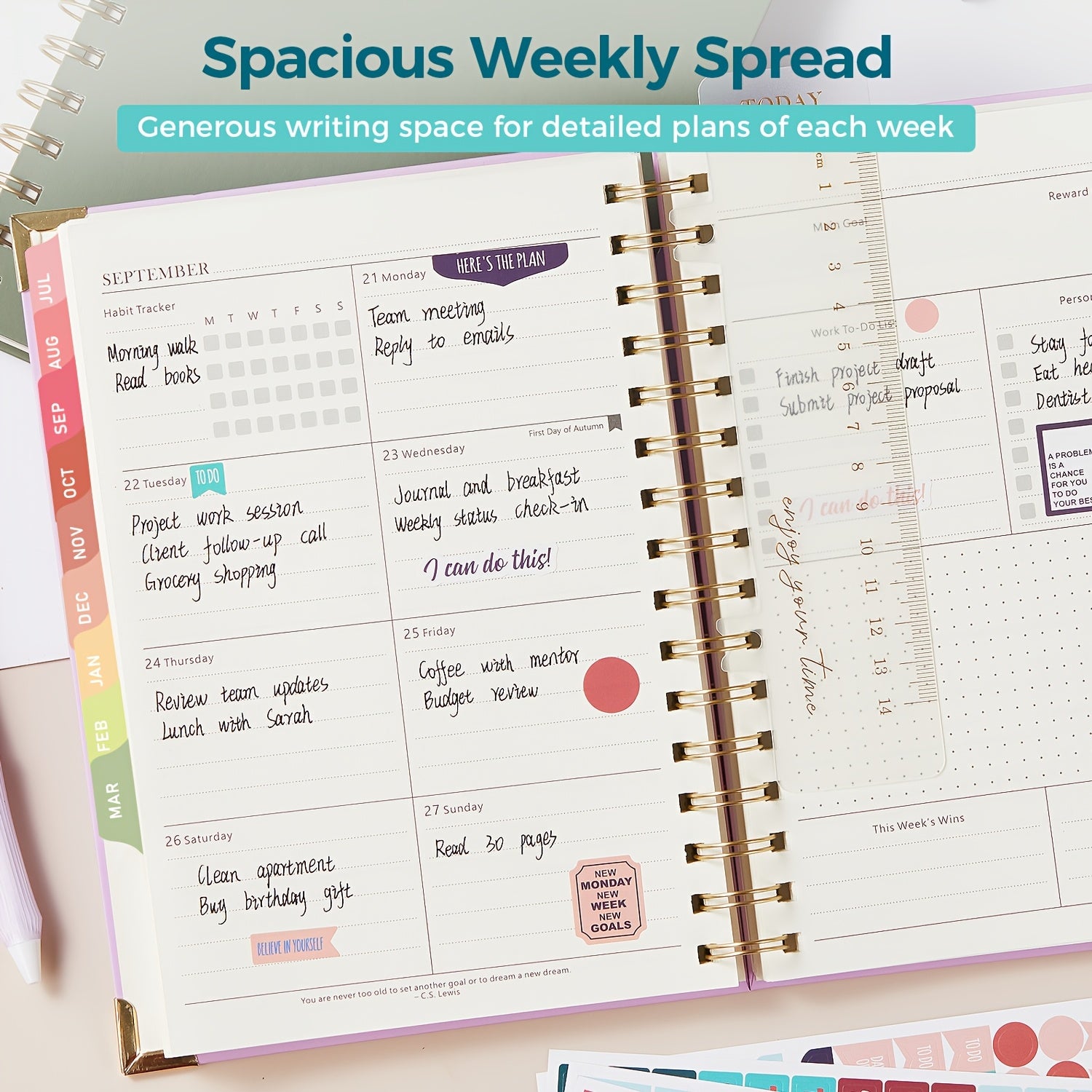 Academic Diary 2026-2027 Week to View with 21.4cm, 2026-2027 July June A5 Weekly Monthly - product gallery image 6