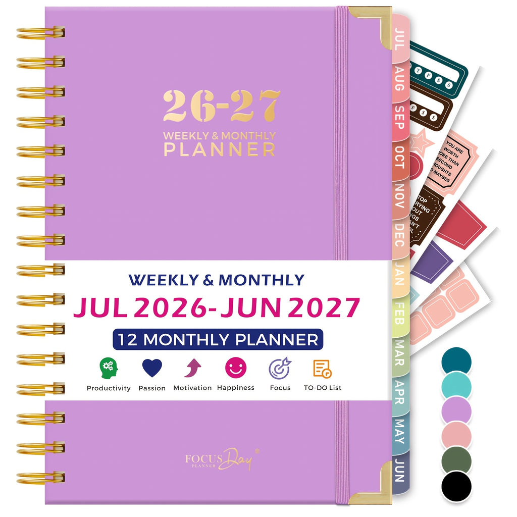 Academic Diary 2026-2027 Week to View with 21.4cm, 2026-2027 July June A5 Weekly Monthly - Purple option